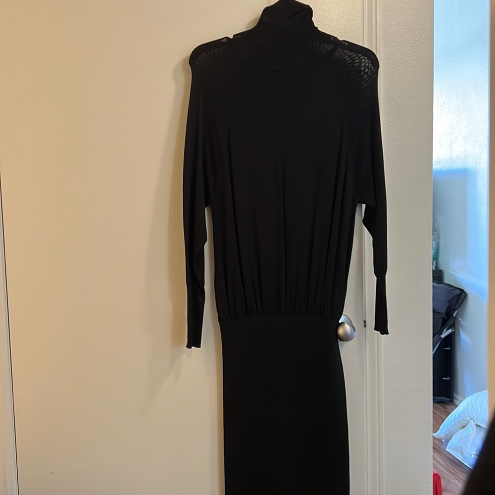 Black zara long sleeve turtle neck dress the top portion is black transparent